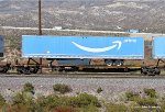 TTAX 653106-A with 53 ft Amazon trailer load at Cajon CA. 9/17/2022..."Amazon" is everywhere in the back ground going up I-15 and trailers on this westbound BNSF intermodal train.